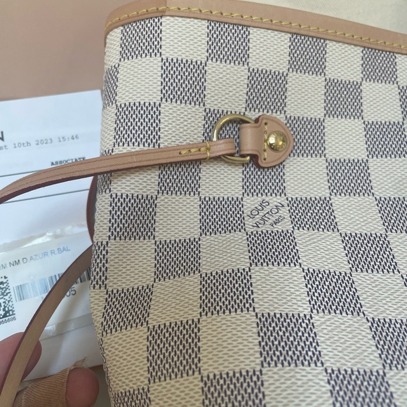 Louis Vuitton Neverfull MM Damier Azur Rose Ballerine *Made in France* - Picture 3 of 16